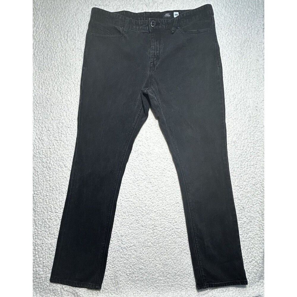 Volcom Vorta Slim Straight Jeans Men 38 Black Denim